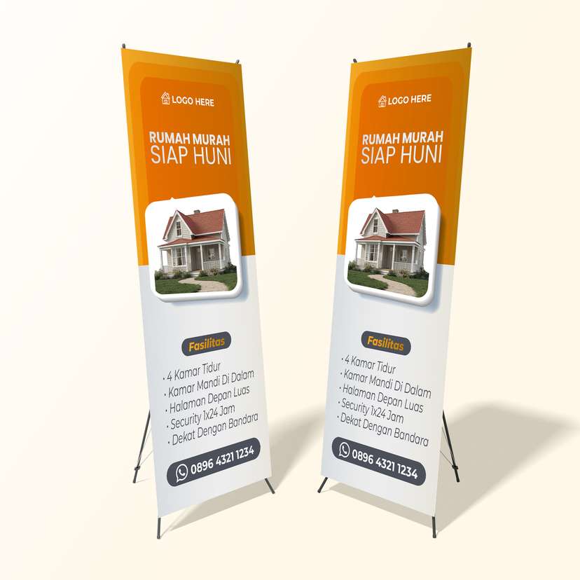 X Banner Promo Perumahan / Rumah Murah Dominan Orange Putih - Image 1