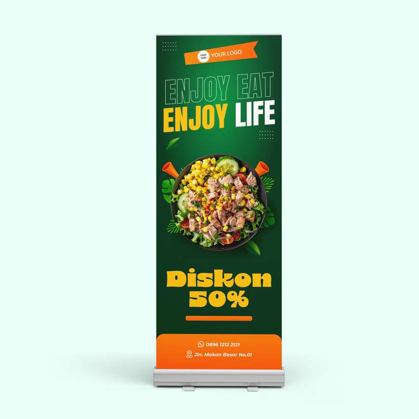Roll Banner Promo Makanan Sehat Salad Dengan Warna Hijau - Image 1