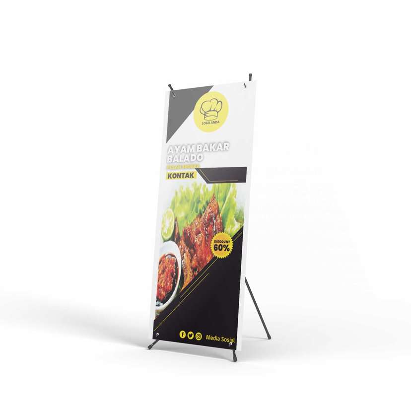 X Banner Ayam Bakar Template Hitam Elegan - Image 1