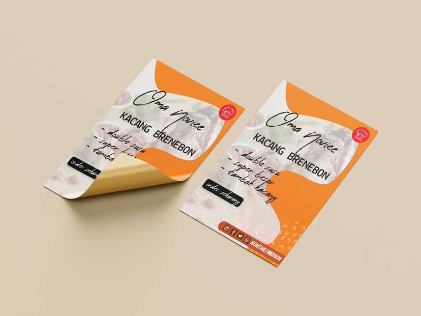 Flyer Promo Kacang Brenebon Tempalte Orange Full Foto Elegan - Image 1