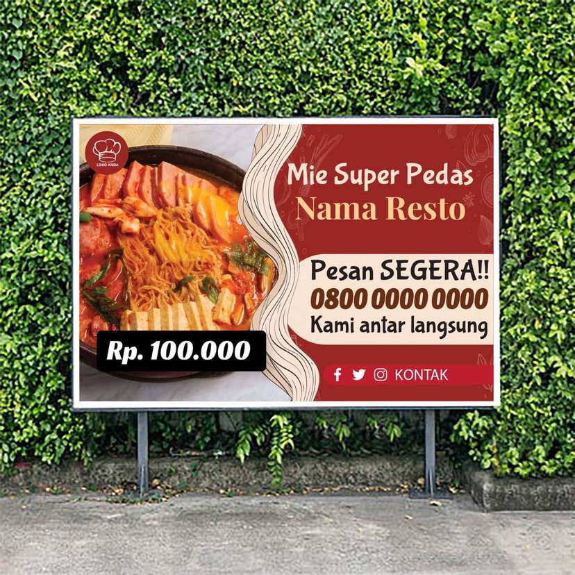 Baliho Promo Mie Super Pedas Template Merah - Image 1