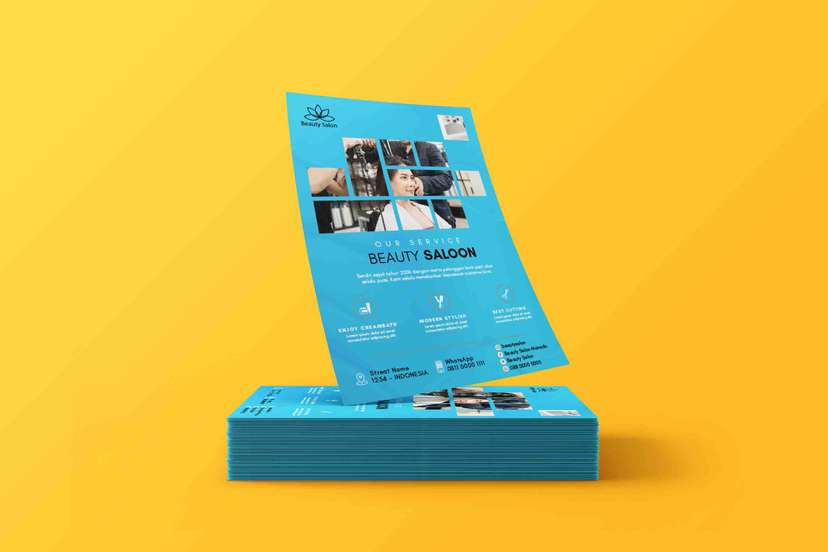 Flyer Layanan Beauty Saloon Warna Biru Cerah - Image 1