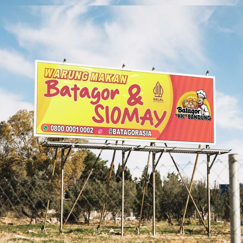 baliho jualan batagor & siomay warna merah kuning cerah - Image 1