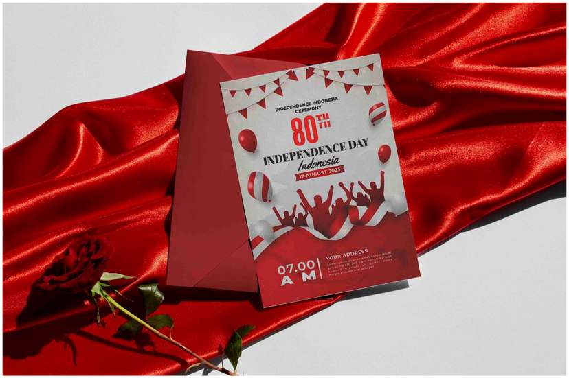 Undangan Upacara HUT RI ke-80 dengan Nuansa Merah Putih Elegan - Image 1