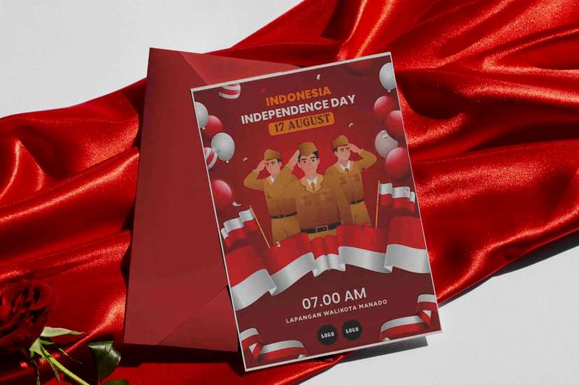 Undangan Upacara Kemerdekaan dengan Nuansa Patriotik Merah Putih - Image 1