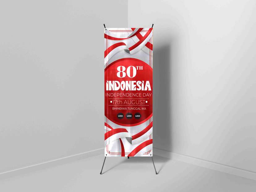 X-Banner Hari Kemerdekaan 80 Tahun dengan Nuansa Merah Putih Modern - Image 1