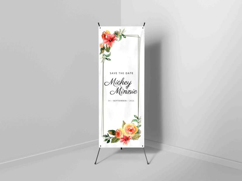 X-Banner Save The Date dengan Sentuhan Floral Artistik - Image 1