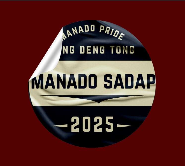 Design Sticker Retro Bold Manado Sadap 2025 Buat Komunitas Tong Deng Tong - Image 1