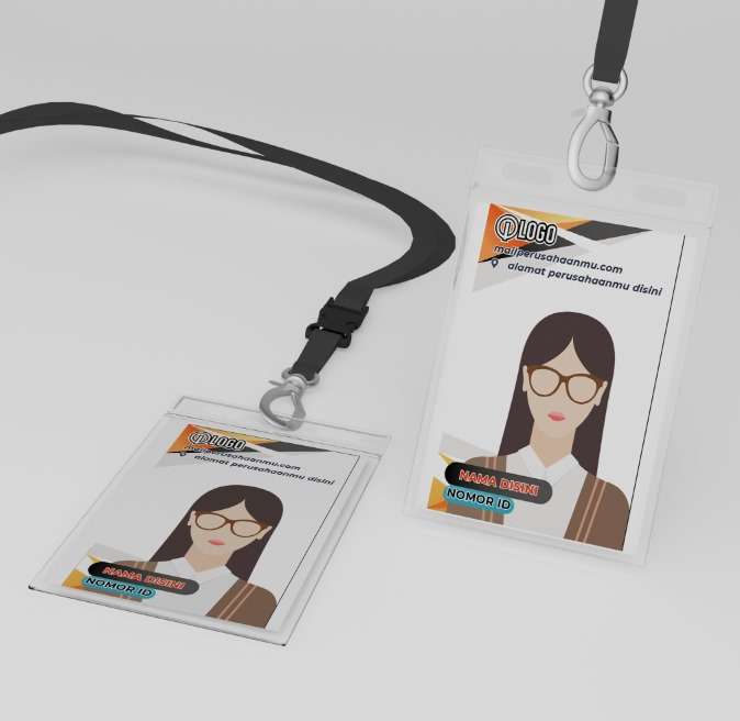 ID Card Profesional – Kombinasi Oranye & Hitam dengan Aksen Geometris - Image 1