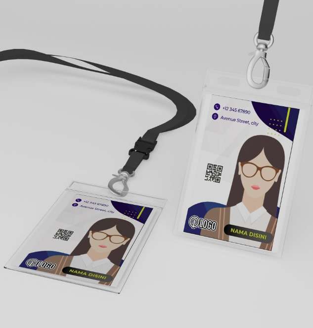 ID Card Profesional – Tema Putih Ungu Minimalis dengan QR Code - Image 1