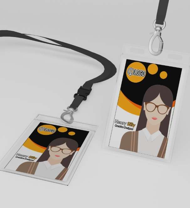 ID Card Profesional dengan Nuansa Oranye dan Hitam Elegan - Image 1