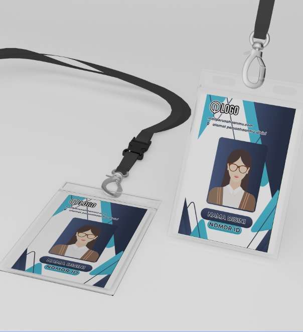 ID Card Biru Gelap dengan Aksen Daun Futuristik - Image 1