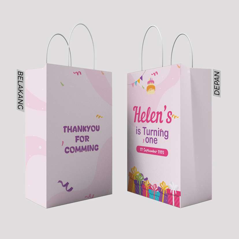 Paper Bag Ulang Tahun Tema Warna Pink - Image 1
