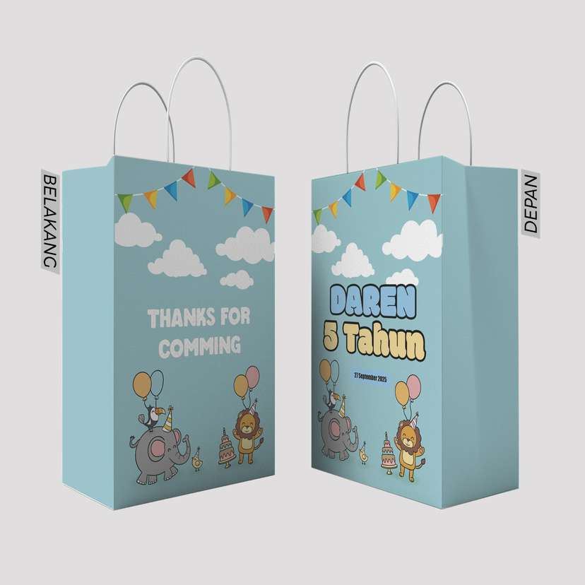 Paper Bag Ulang Tahun Tema Warna Biru Tua - Image 1