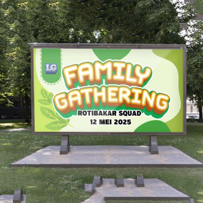 Baliho Family Gathering Ceria Bertema Alam Hijau Segar - Image 1