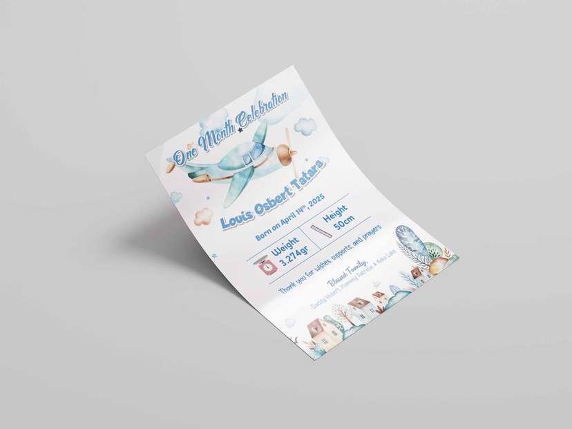 Undangan Ultah Anak Anak Thema Pesawat - Image 1