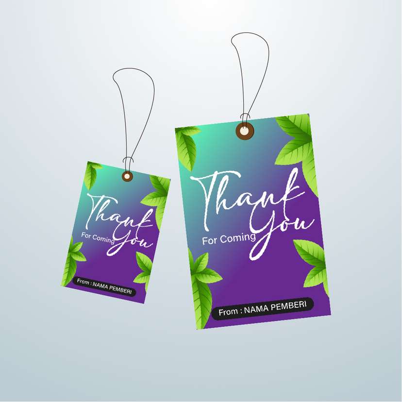 Hangtag Daun Tropis Latar Ungu-Tosca - Image 1