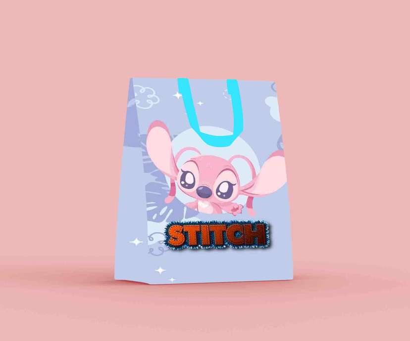 Paper Bag Ulang Tahun Stitch Couple dengan Warna Pastel Ceria - Image 1