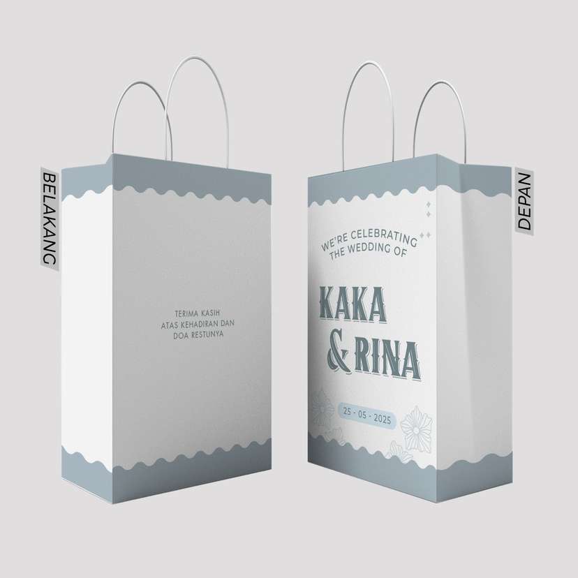 Paper Bag Pernikahan Putih dengan Desain Pita - Image 1