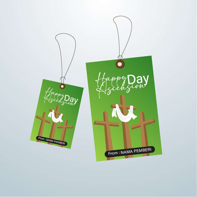 Hangtag Latar Hijau Tua dan Salib Bertiga - Image 1