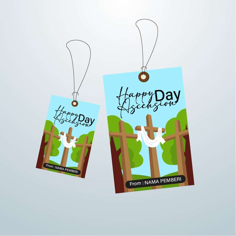 Hangtag Biru & Ilustrasi Salib di Hutan - Image 1