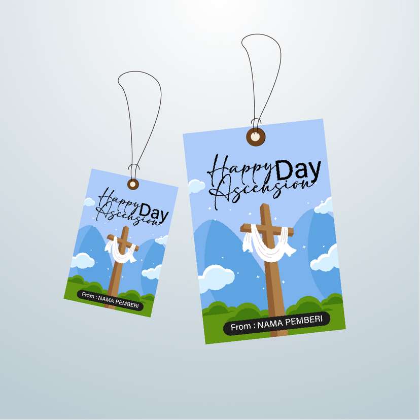 Hangtag Salib di Latar Pegunungan - Image 1