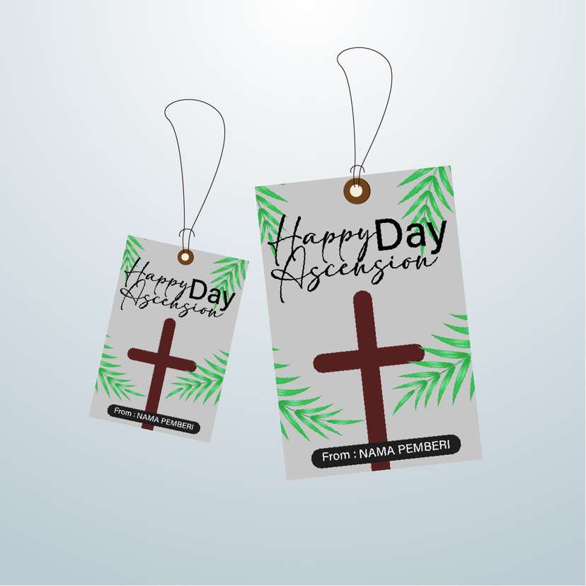 Hangtag Salib Minimalis Latar Abu-Abu - Image 1