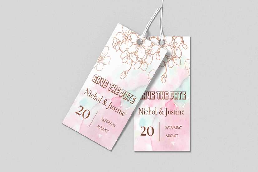 Hangtag Save The Date Floral Watercolor - Image 1