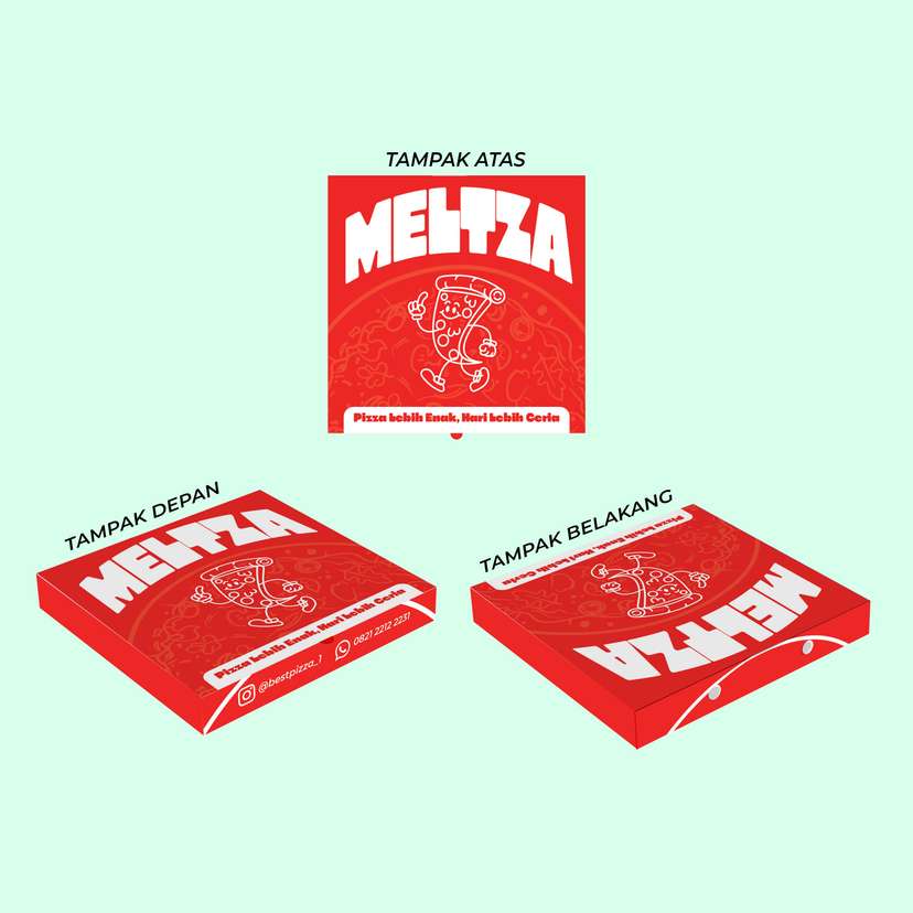 Box Packaging Makanan Pizza Dengan Tema Merah Ceria - Image 1