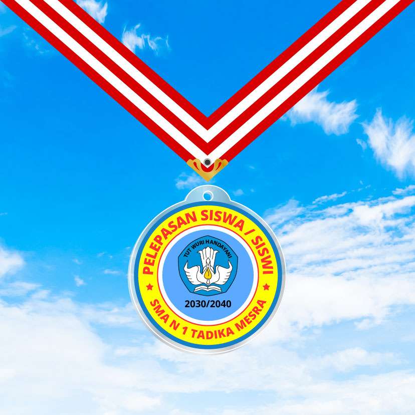 Medali Akrilik Kelulusan/Wisuda Sekolah - Tema Biru Muda & Kuning Cerah๐
- Image 1