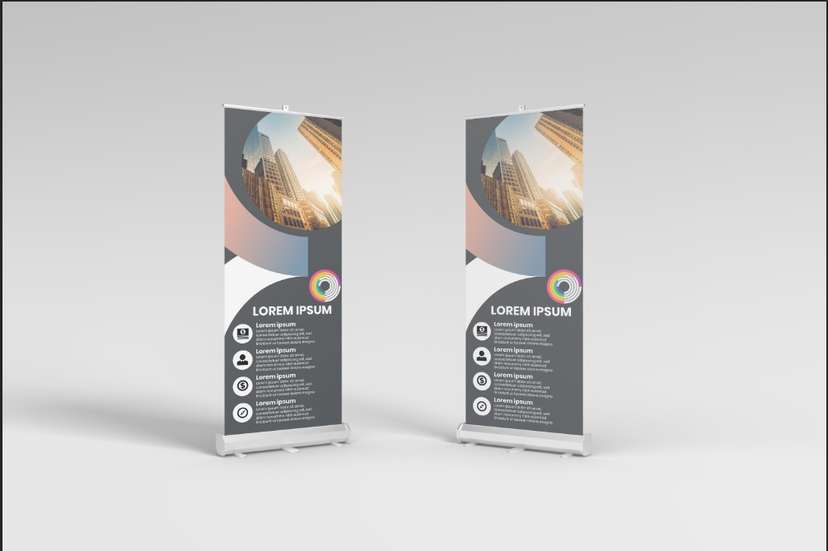 Banner Korporat Modern dengan Nuansa Bisnis dan Ikon Profesional - Image 1