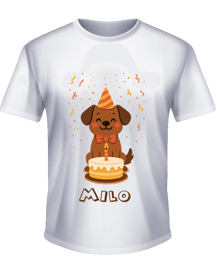Kaos Ulang Tahun Anak dengan Karakter Anjing Lucu - Image 1