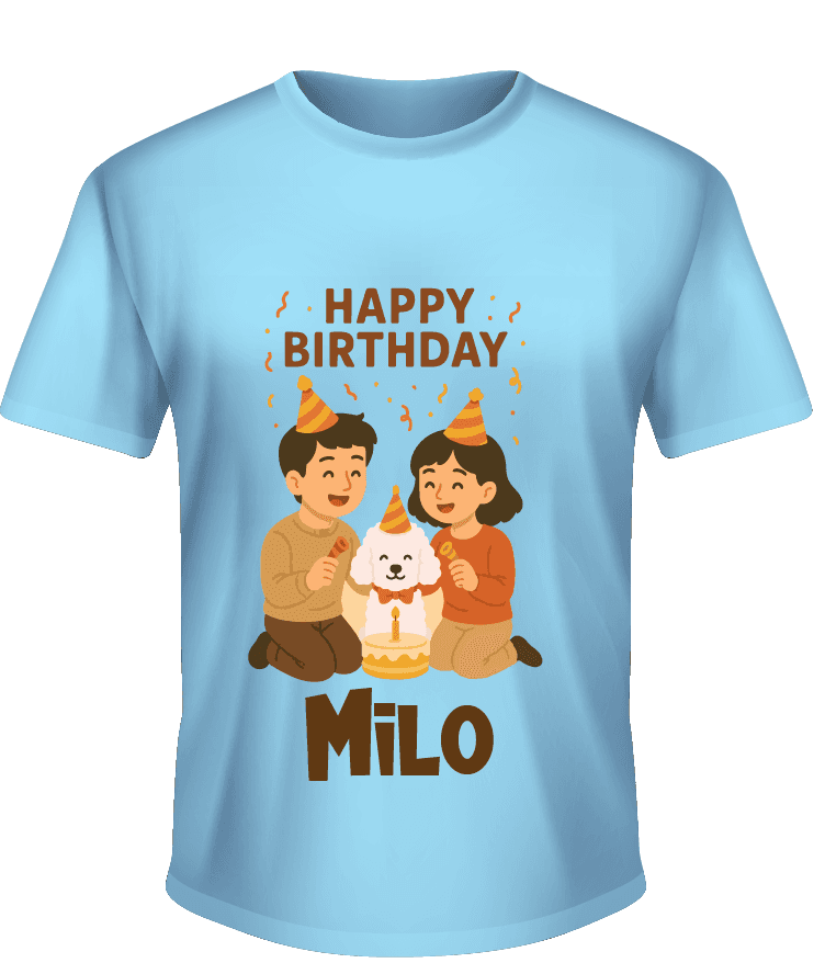 Kaos Ulang Tahun Anjing Putih - Image 1