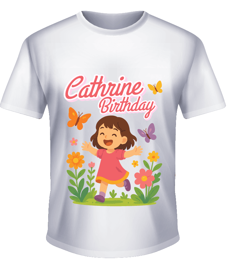 Kaos Ulang Tahun Anak Ceria di Taman Bunga - Image 1