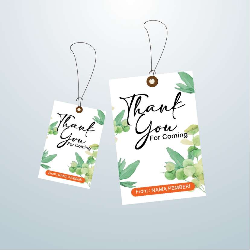 Hangtag Thank You Putih Daun Hijau - Image 1