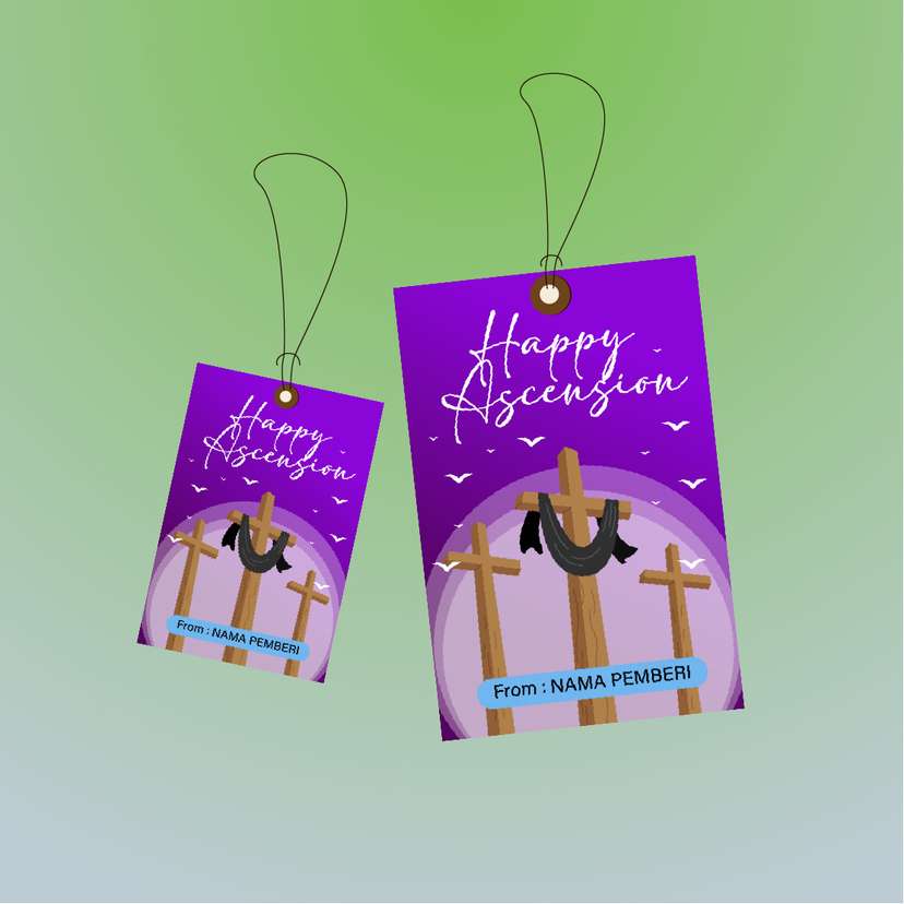 Hangtag Happy Ascension Ilustrasi Salib Tiga - Image 1