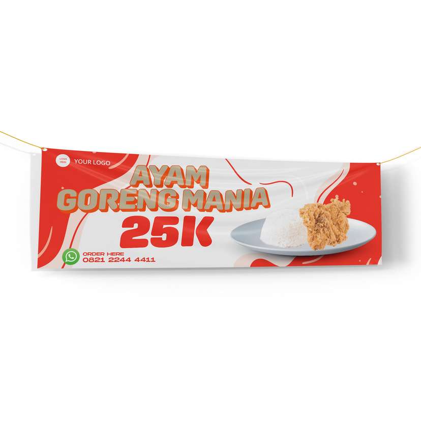 Banner Makanan Ayam Goreng Meriah Putih Merah - Image 1