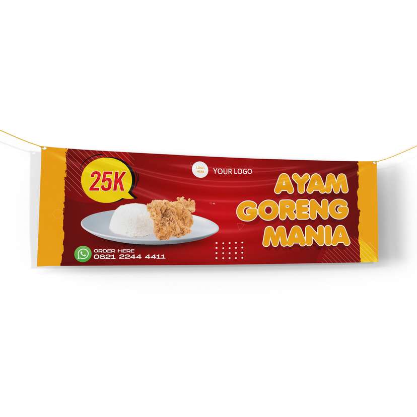 Banner Makanan Ayam Goreng Bold Merah Energi - Image 1