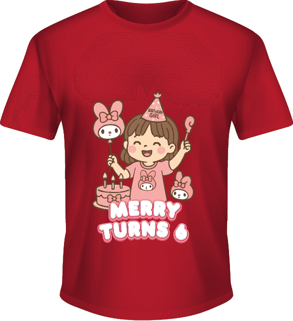 Kaos Ulang Tahun Anak Perempuan Tema My Melody Warna Merah - Image 1