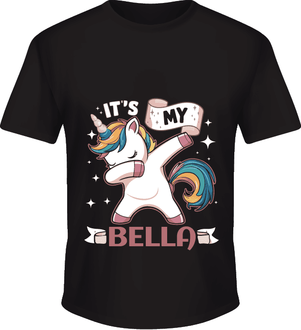 Kaos Ulang Tahun Anak Perempuan Tema Unicorn Dabbing Warna Hitam - Image 1
