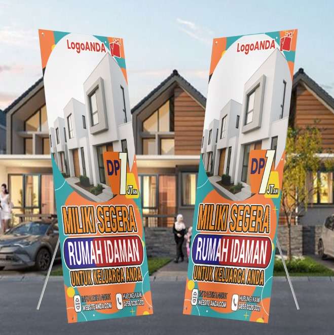 Desain xbanner perumahan Nuansa hijau tosca orange - Image 1