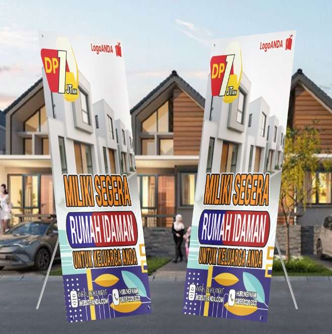 Desain xbanner perumahan Nuansa biru flora - Image 1