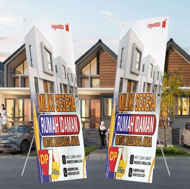 Desain xbanner perumahan Nuansa flora biru vertikal - Image 1