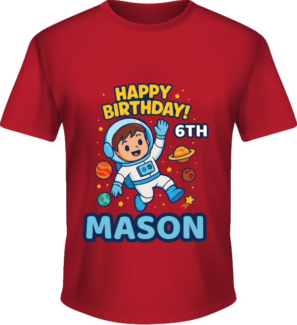 Kaos Ulang Tahun Anak Laki-Laki Tema Astronot - Image 1