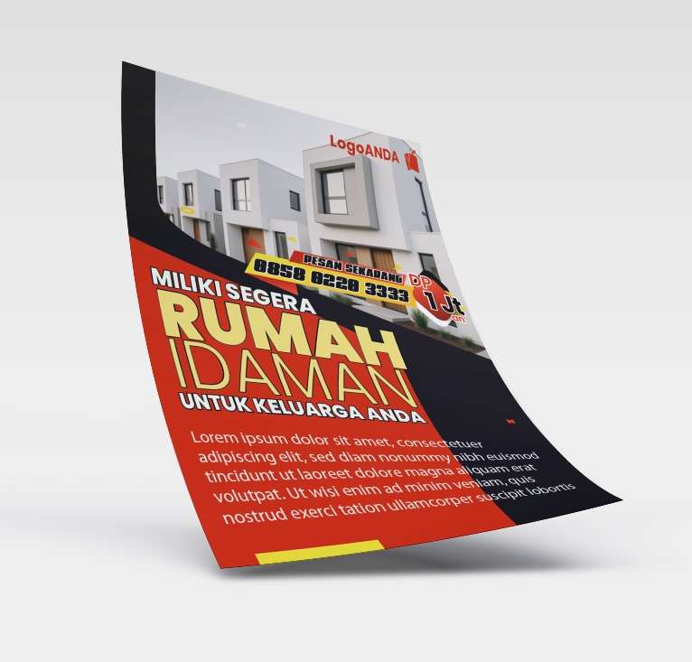 Desain flyer brosur perumahan Nuansa merah hiitam elegan berani - Image 1