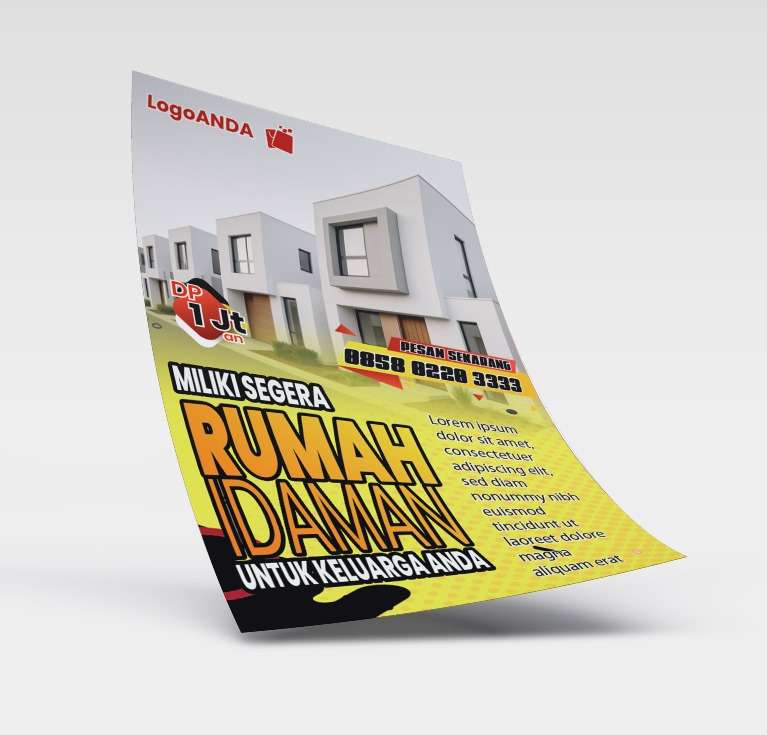 flyer brosur perumahan Rumah Idaman dengan Nuansa kuning hitam ceria namun elegan - Image 1