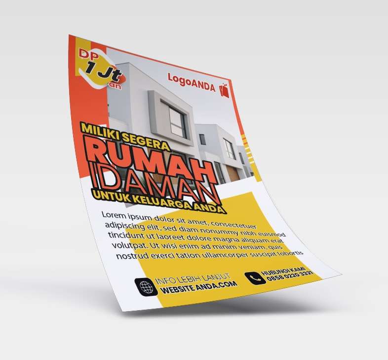 Desain flyer brosur perumahan Nuansa orange putih - Image 1
