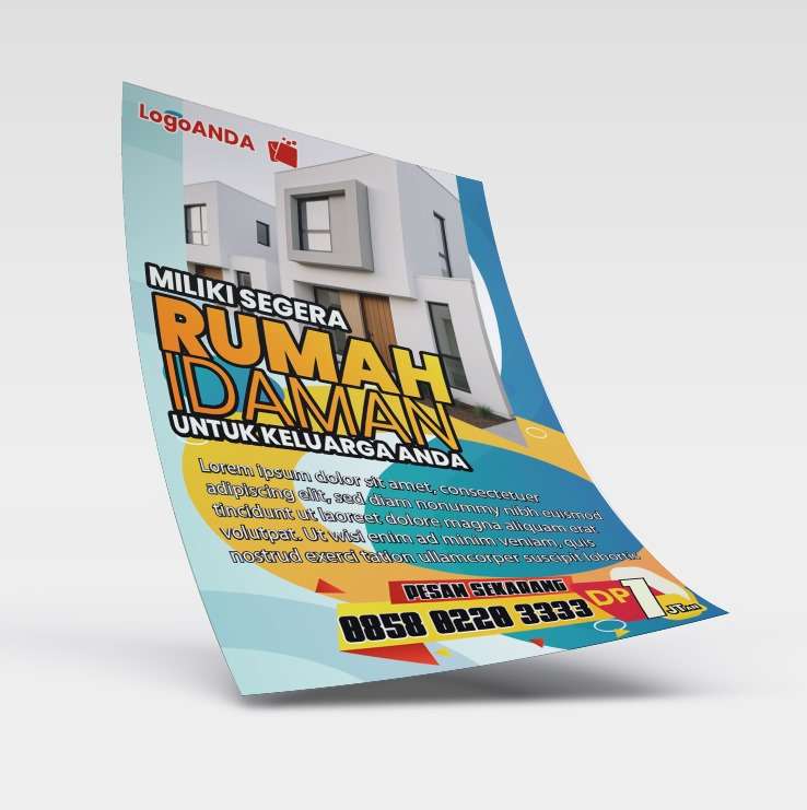 Desain flyer brosur perumahan Nuansa tosca aksen kuning - Image 1