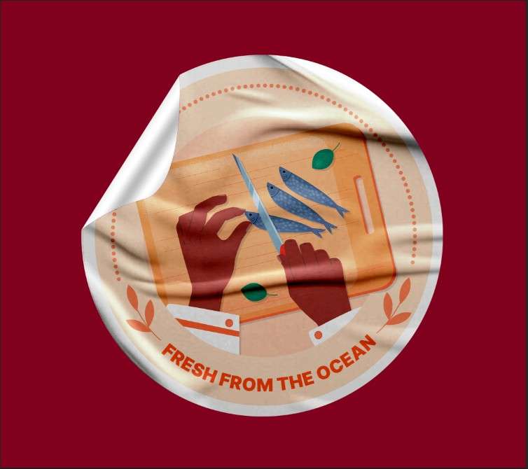 Sticker Fresh From The Ocean – Sentuhan Natural untuk Produk Olahan Laut - Image 1