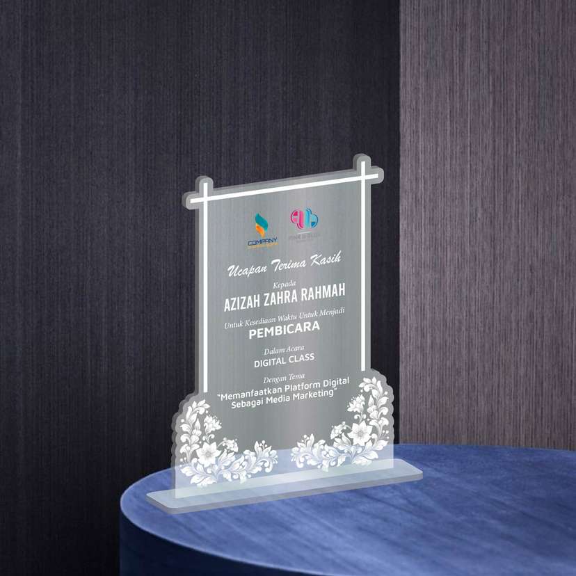 Plakat Akrilik Ucapan Terima Kasih - Floral Transparan White Garden - Image 1